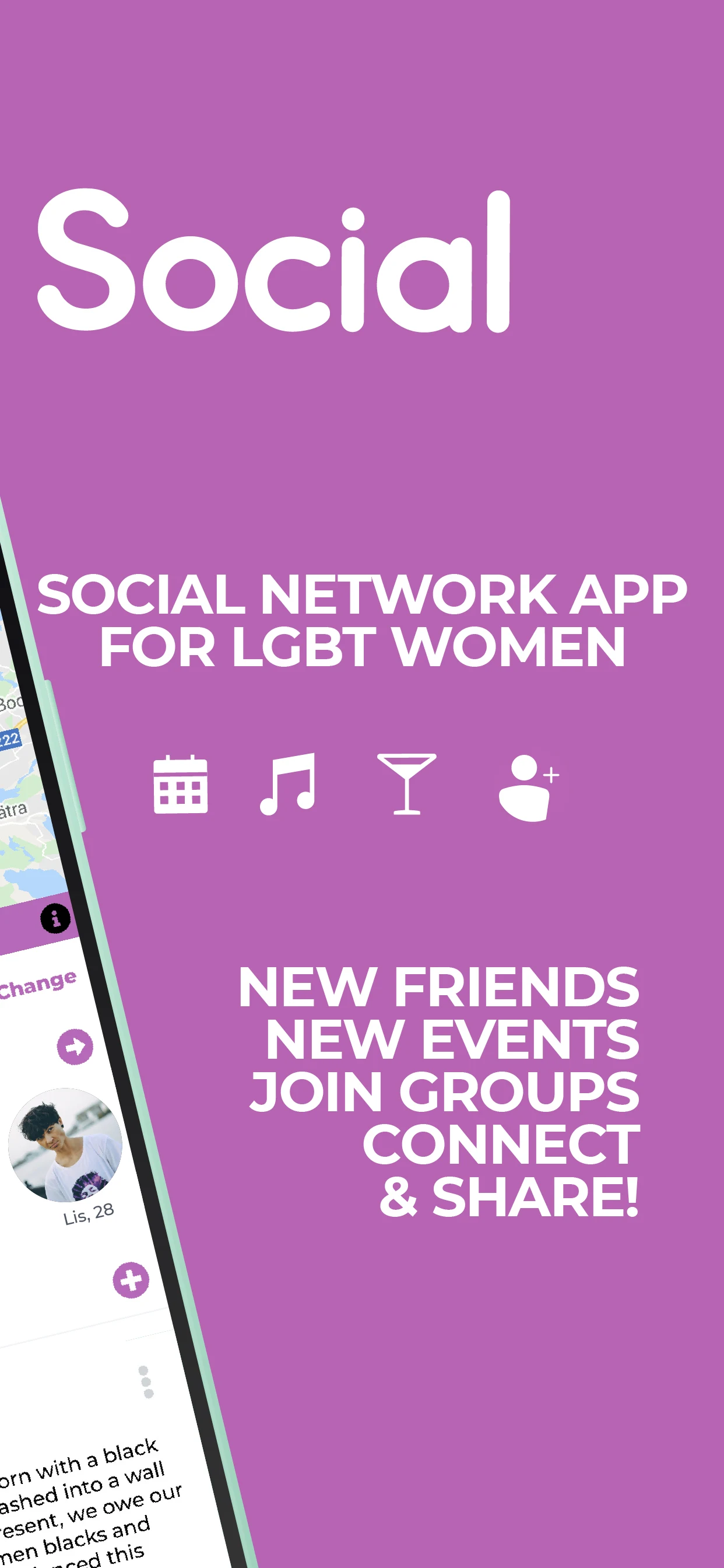 Lesbian chat app - LesBeSocial screenshot